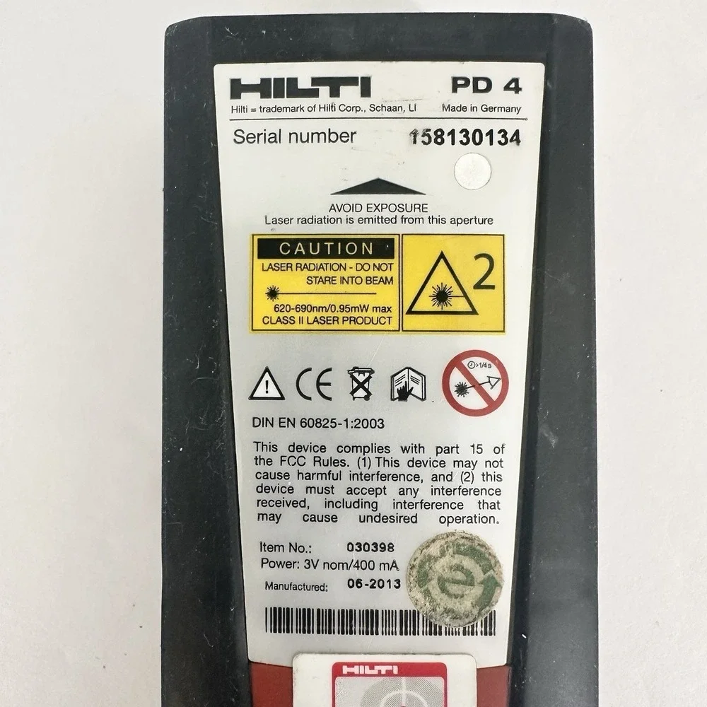 Hilti PD 4 Laser Distance Meter Range Finder w/ Belt Pouch Tested Working